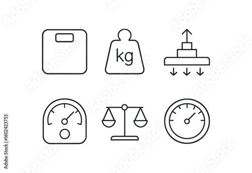 straight perfect out stroke icon mono icons style isolated scale platform calibration mass distribution sensor meter gauge balance beam indicator dial