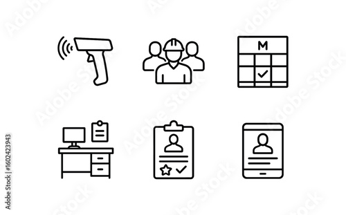 straight perfect out stroke icon mono icons style isolated warehouse manager RFID reader warehouse manager staff roster warehouse manager chart warehouse manager office desk warehouse