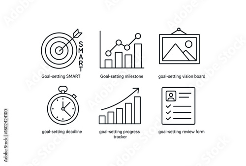 straight perfect out stroke icon mono icons style isolated goal setting SMART template goal setting milestone chart goal setting vision board goal setting dead timer goal setting progress