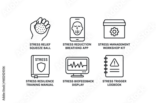 straight perfect out stroke icon mono icons style isolated stress relief squeeze ball stress uction breathing stress management workshop kit stress resilience training manual stress