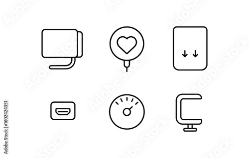 straight perfect out stroke icon mono icons style isolated blood pressure monitor cuff Velcro strap blood pressure monitor heart rate sensor pad blood pressure monitor battery compartment