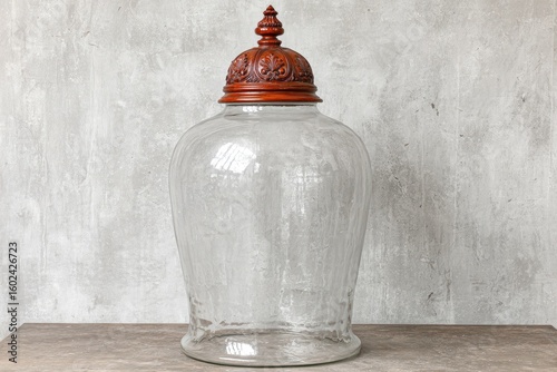 Wallpaper Mural Large, clear glass jar with a carved wooden lid Torontodigital.ca