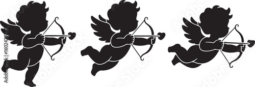 cupid icon set. love and valentine's day symbol. Cupid shooting arrow
