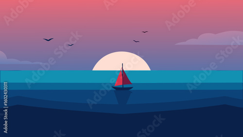 ocean sailboat sunset horizon