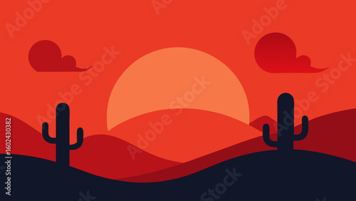 desert cactus dusk landscape