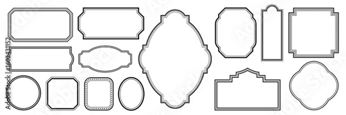 Vintage decorative ruled decorative frame set. Elegant retro design label vector illustration for wedding invitations, restaurant menu tables, delivery frames.