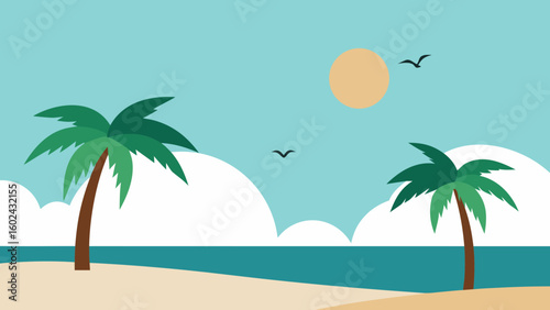 Tropical Beach Coconut Trees Sun Dip