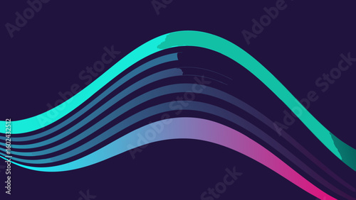 gradient curved wave lines central glow purple