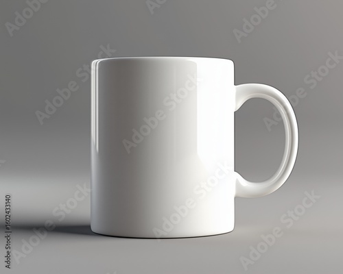 Plain White Ceramic Mug on Gray Background