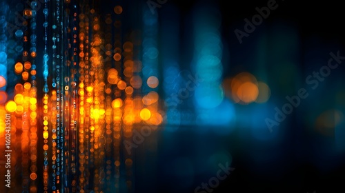 Wallpaper Mural Abstract digital data stream with bokeh lights in orange and blue creating a modern backdrop Torontodigital.ca