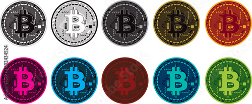 Scalable gold Bitcoin coin vector isolated on a transparent background. Perfect for cryptocurrency, blockchain, and digital finance projects.