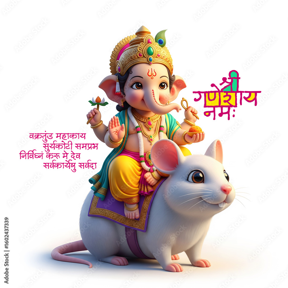Naklejka premium AI Generated Illustration for Happy Ganesh Chaturthi Festival for Invitation, Poster, Social Media Post Design Background