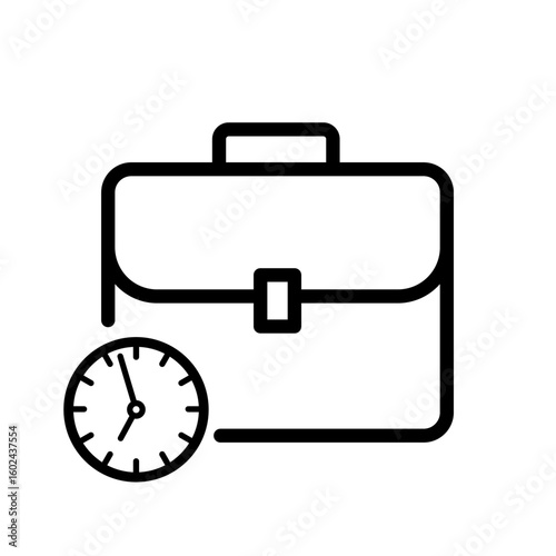 Briefcase with clock - work time  - vector icon