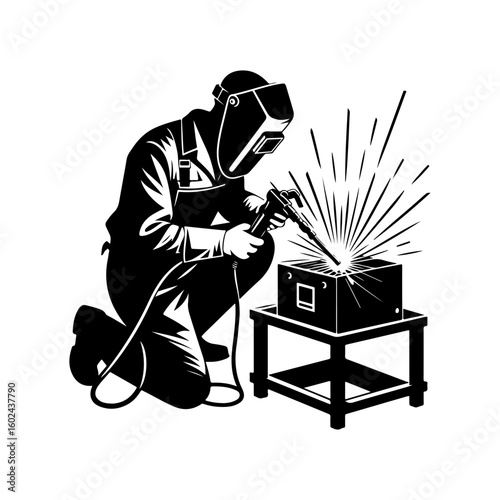 welder working with welding torch