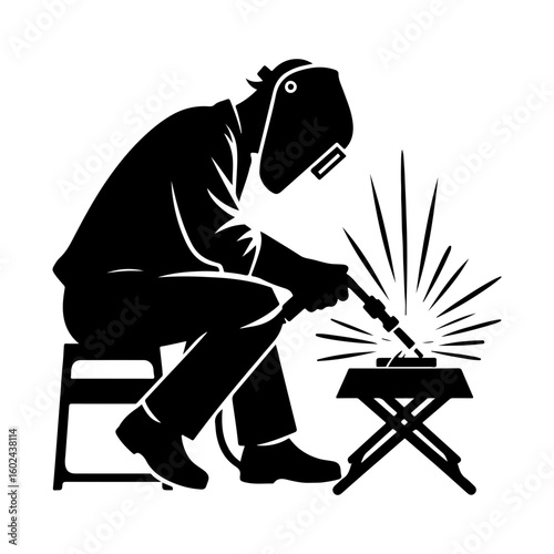 silhouette of a welder vector with white background.