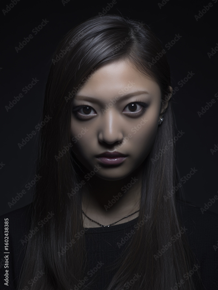 custom made wallpaper toronto digitalYoung japanese woman emerging from darkness with serious expression