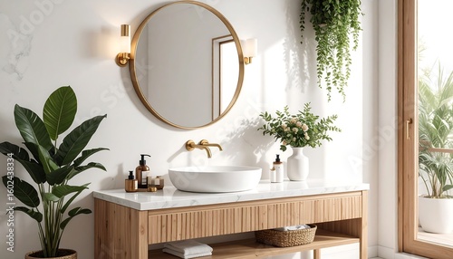Modern bathroom interior design with natural elements