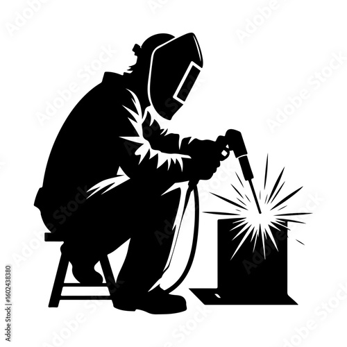 vector silhouette of a welder background .