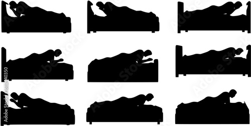 vector silhouette of a man lying on a bed