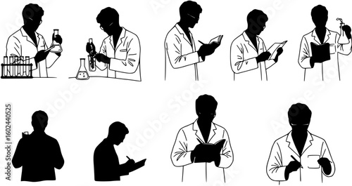 silhouette of a chemist on a white background