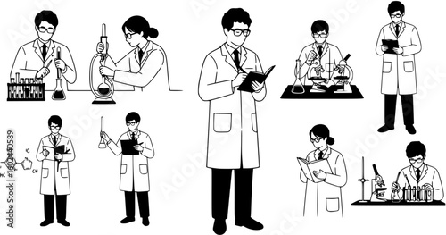 silhouette of a chemist on a white background