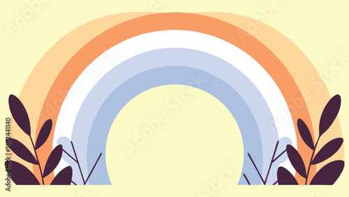 Soft Abstract Rainbow with Organic Flowing Nature Elements