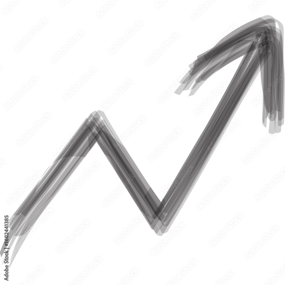 Fototapeta premium arrows handdrawn brush style. growth arrow shape textured icon symbol vector illustration