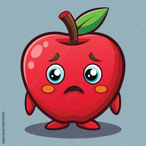 Cute Apple With A Frown