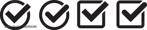 black check mark icon set. Correct vote choice symbol. social media verified badge sign. symbolizing success icons. approved sign
