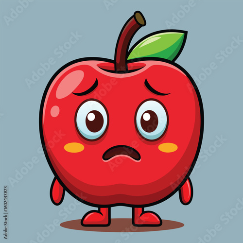 Apple Character Feeling Blue