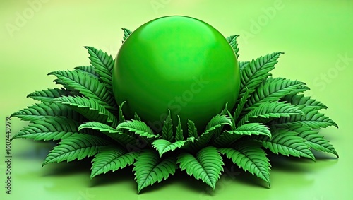 green fern leaf on black background