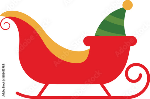 Classic christmas sleigh filled with gifts isolated on white background