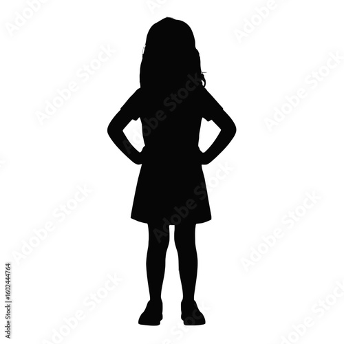 Confident Girl Standing With Hands On Hips child silhouette