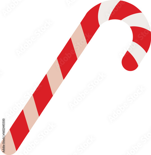 Classic red and white striped candy cane isolated on white background