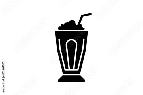 Frothy Milkshake with Straw drink beverage