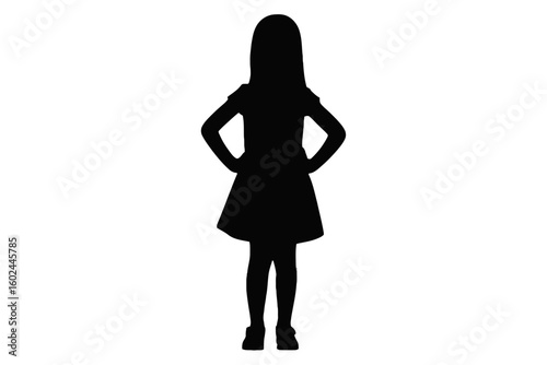 Girl with hands on hips silhouette standing