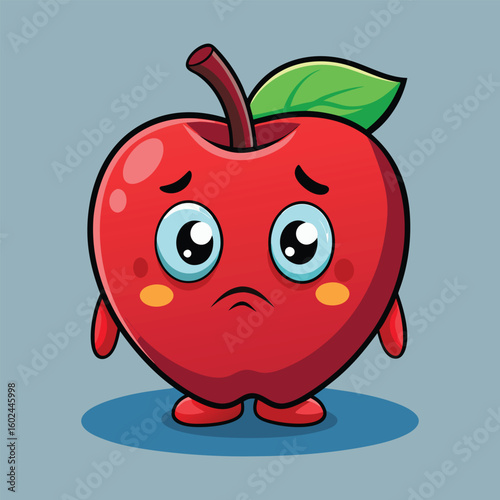 Red Apple With Sad Expression