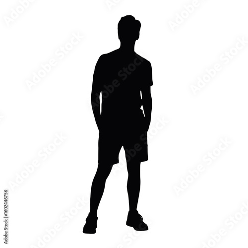 Man Standing Casually With Hands In Pockets silhouette