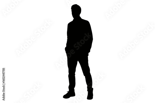 Silhouette of a Man Holding a Guitar musician playing