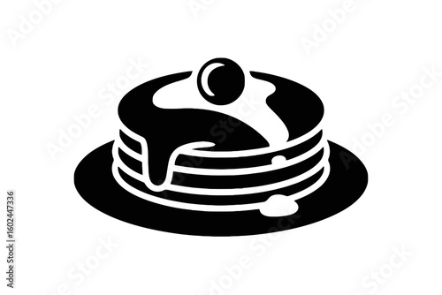 Stacked Pancakes with Syrup breakfast food