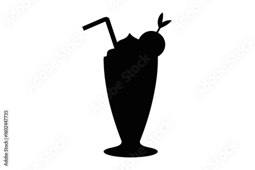 Tall Glass With Cherry and Straw drink beverage