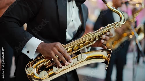 Jazz band performing at a wedding, elegant performers in formal attire, classic and sophisticated wedding entertainment
