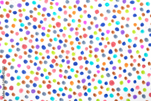 Polka Dot Spotty Circle Spots In Childrens  Felt Tip Pen Rainbow Background