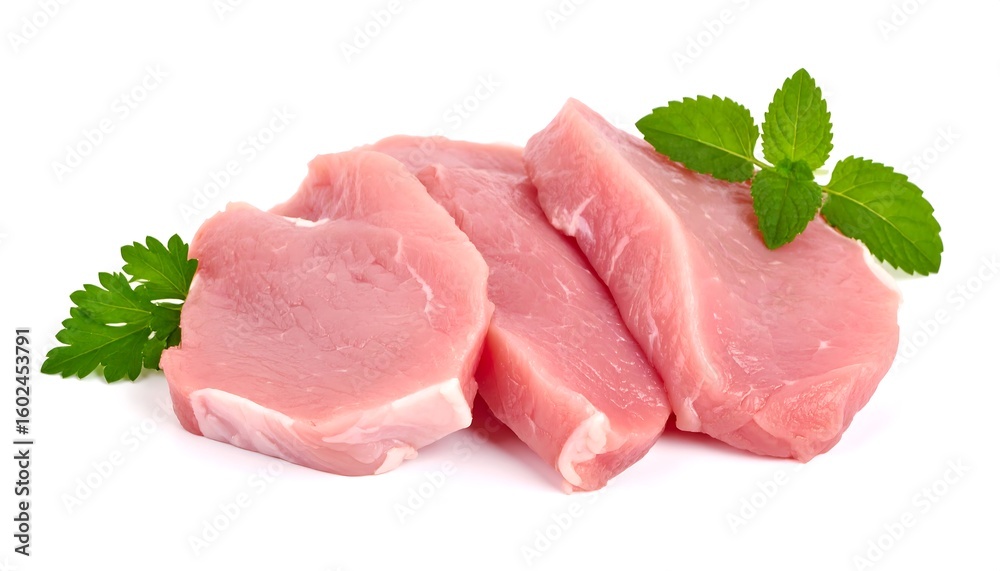 Fresh turkey slices on white background Fresh turkey slices on white background