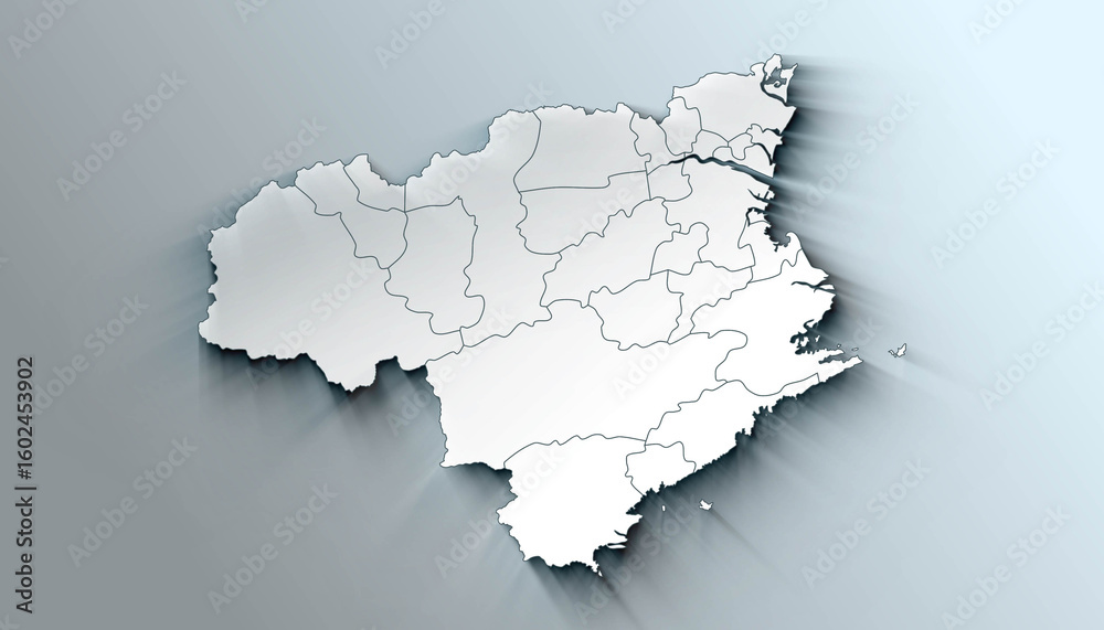 Obraz premium Modern Map of Tokushima Japan Prefecture with Borders