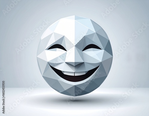 Geometric Smiling Heart Emoji Vector