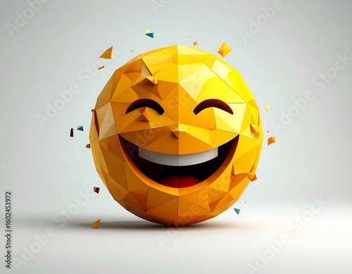 Geometric Smiling Heart Emoji Vector