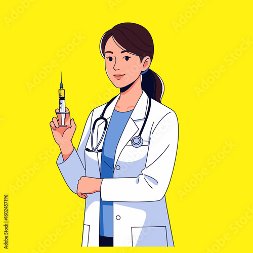vector illustration of a doctor examining a patient in a clinical setting