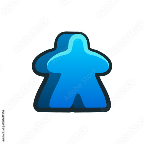 Isolated flat 3d meeple icon for game, interface, sticker, app. The sign in a cartoon style for match 3, arcade, rpg. The person sprite for craft element in hyper casual mobile game