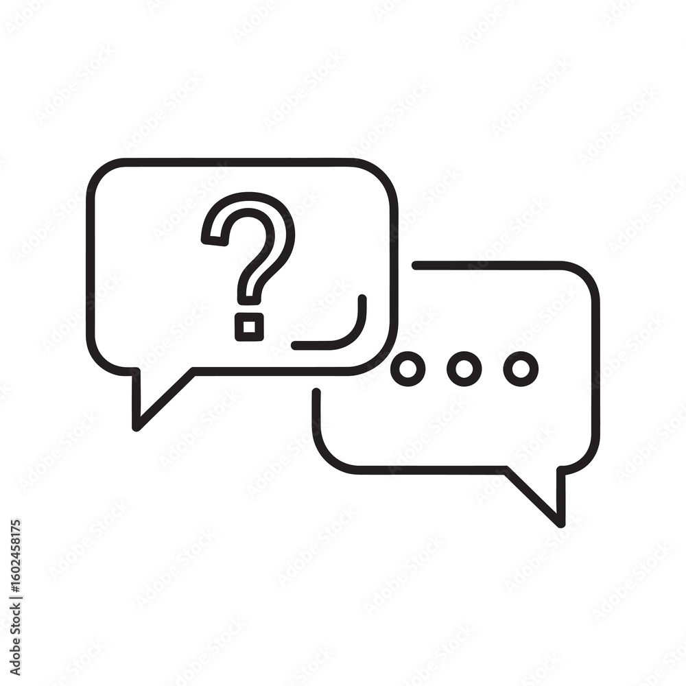 Naklejka premium Customer support chat icon with question mark for help and assistance service Online communication symbol for FAQ and query solving conversation